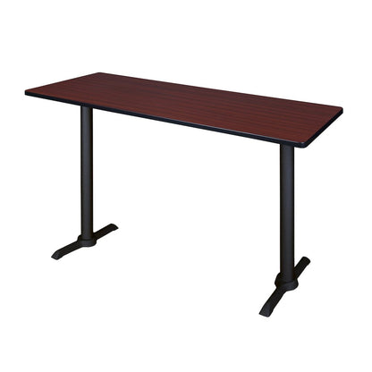 60 x 24 in. Steel T-Base Cafe Training Seminar Table- Mahogany
