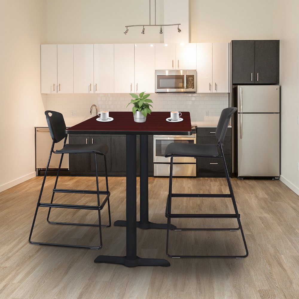 66 x 24 in. Steel T-Base Cafe Training Seminar Table- Mahogany