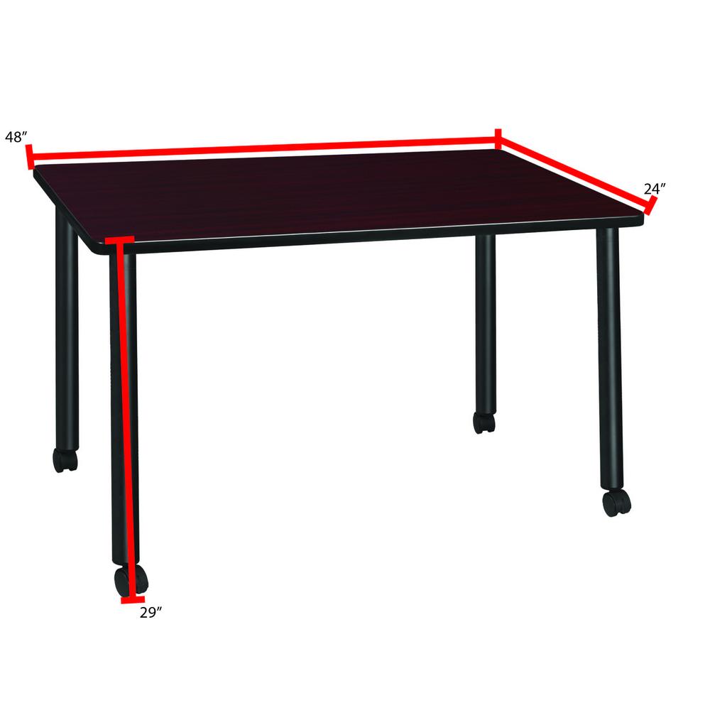 Regency Kee 48 x 24 in. Mobile Desk with Storage- Mahogany Top, Black Legs