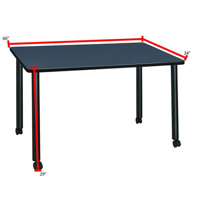 Regency Kee 60 x 24 in. Mobile Desk with Storage- Grey Top, Black Legs