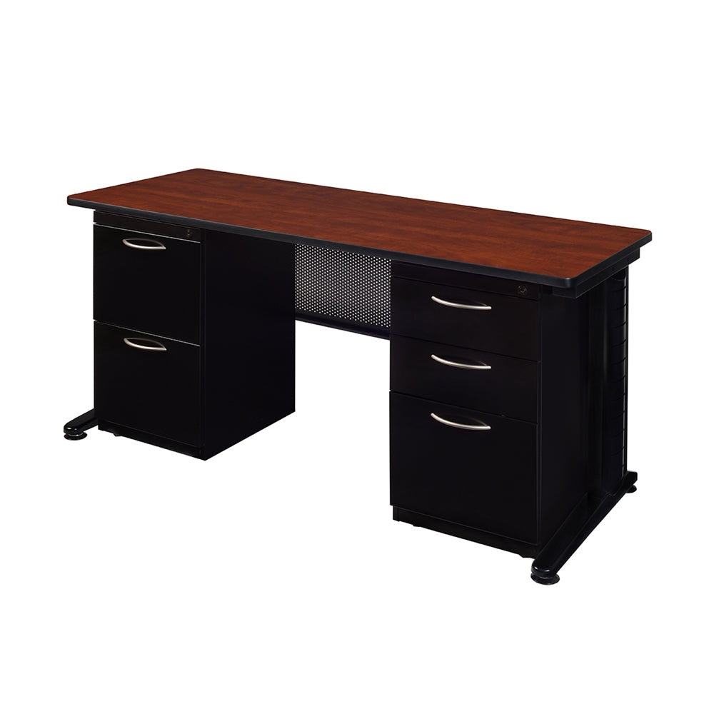 Fusion 60" x 24" Double Pedestal Desk- Cherry