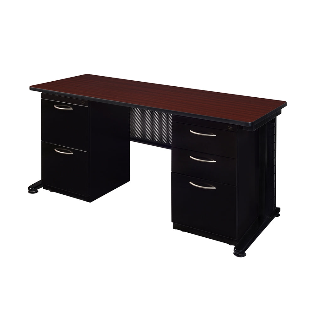 Fusion 60" x 24" Double Pedestal Desk- Mahogany
