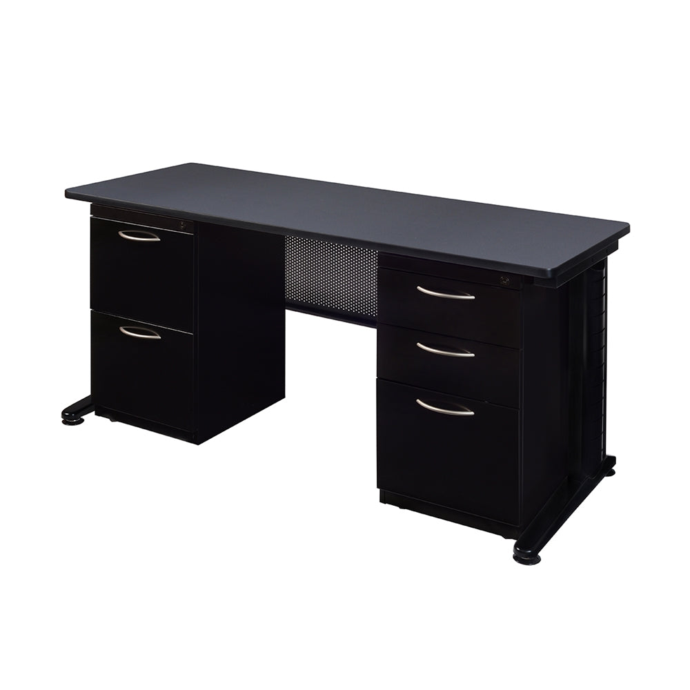 Fusion 66" x 24" Double Pedestal Desk- Grey