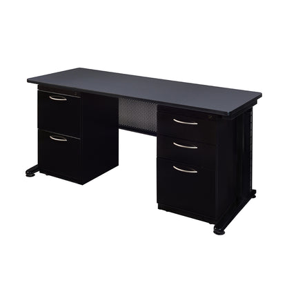 Fusion 66" x 24" Double Pedestal Desk- Grey