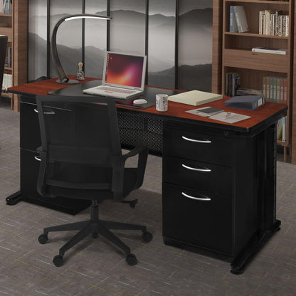 Fusion 66" x 30" Double Pedestal Desk- Cherry