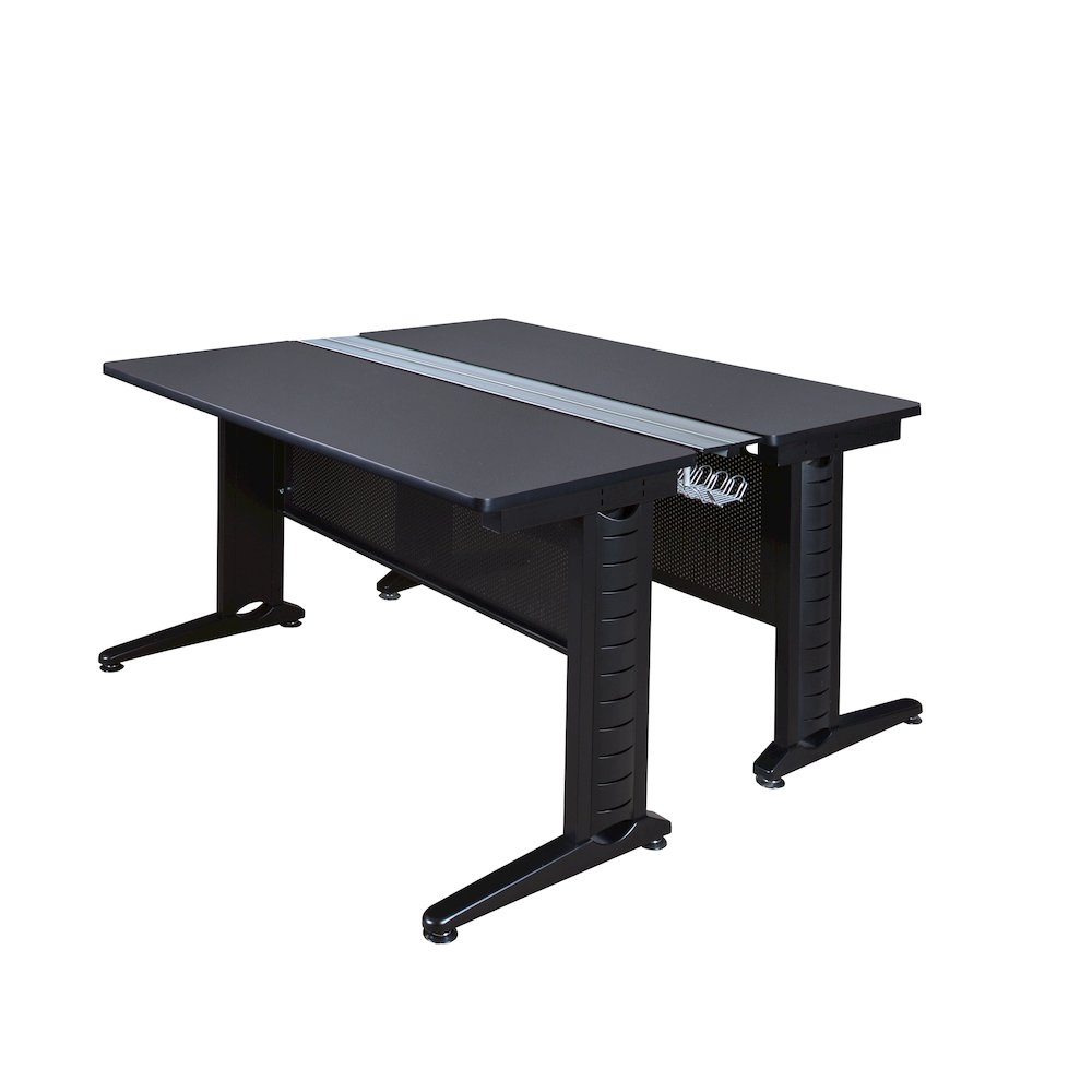 48 x 58 in. 2 Person Bench Workstation Desk- Grey