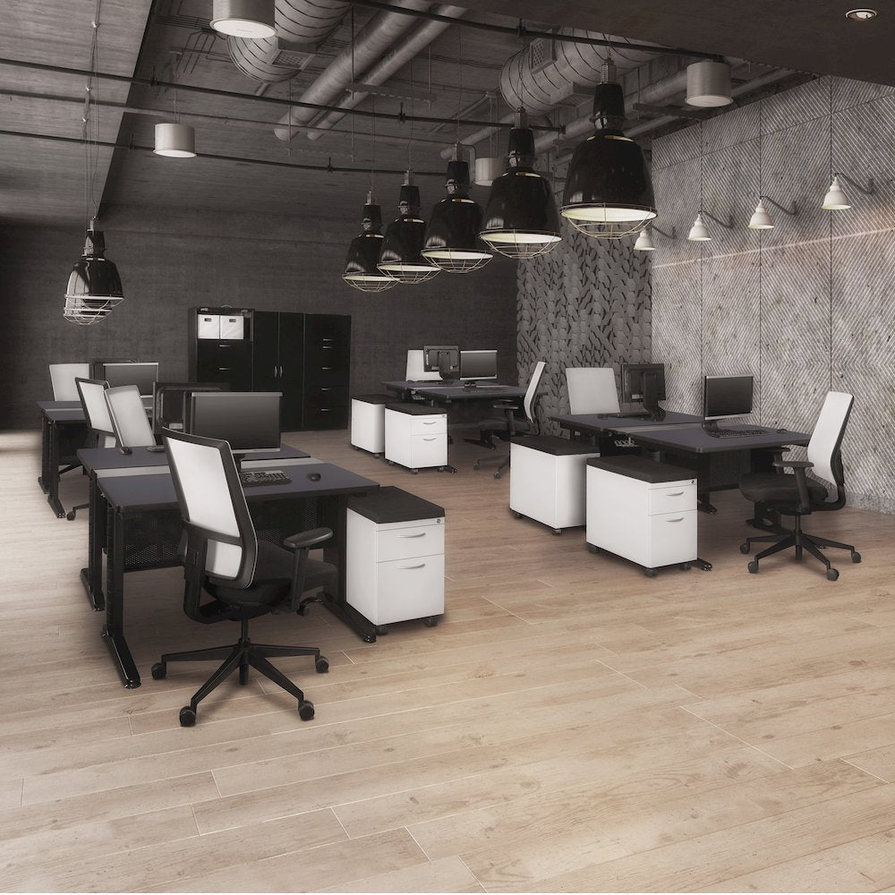48 x 58 in. 2 Person Bench Workstation Desk- Grey