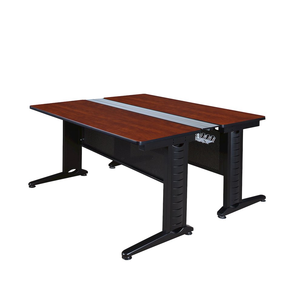 72 x 58 in. 2 Person Bench Workstation Desk- Cherry