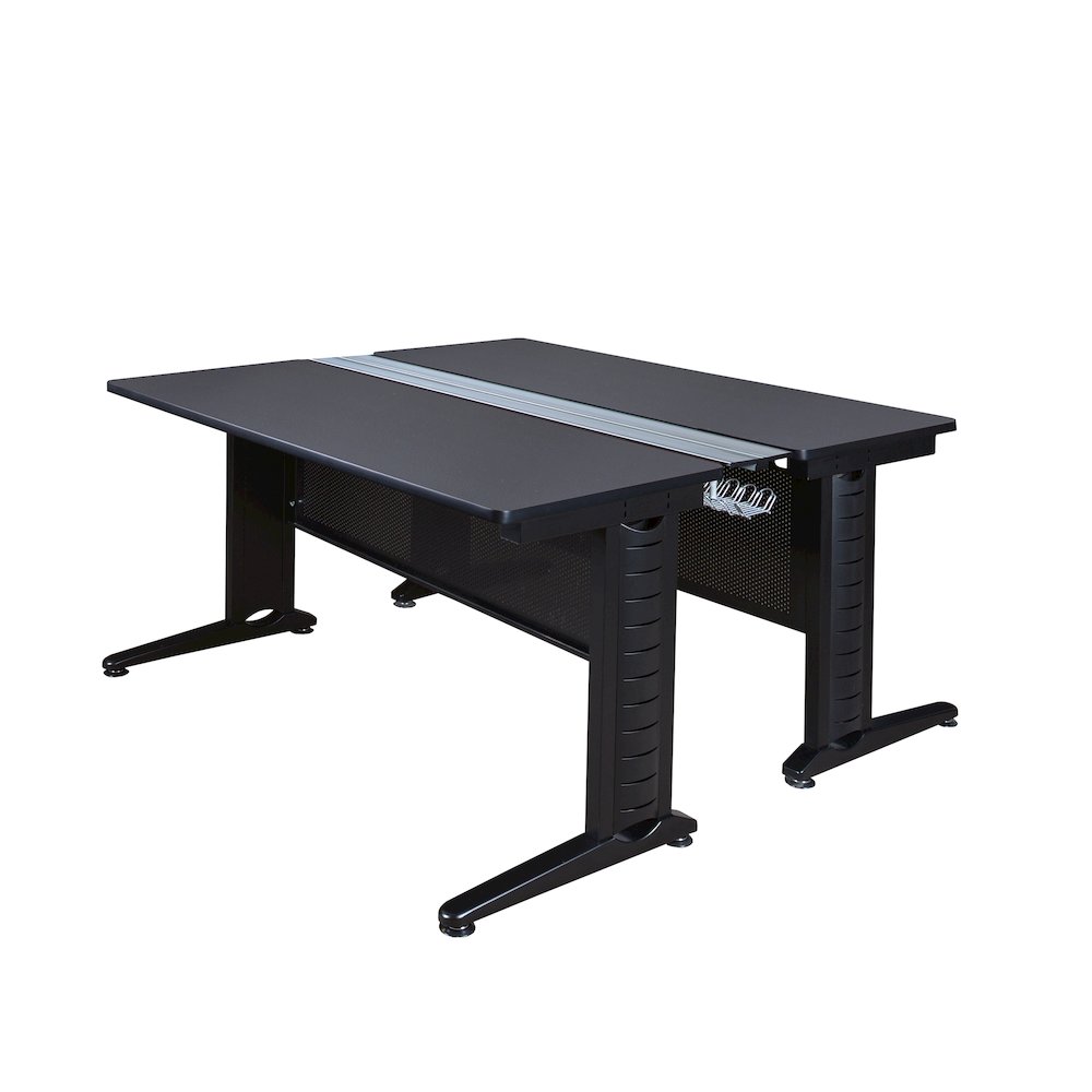 72 x 58 in. 2 Person Bench Workstation Desk- Grey