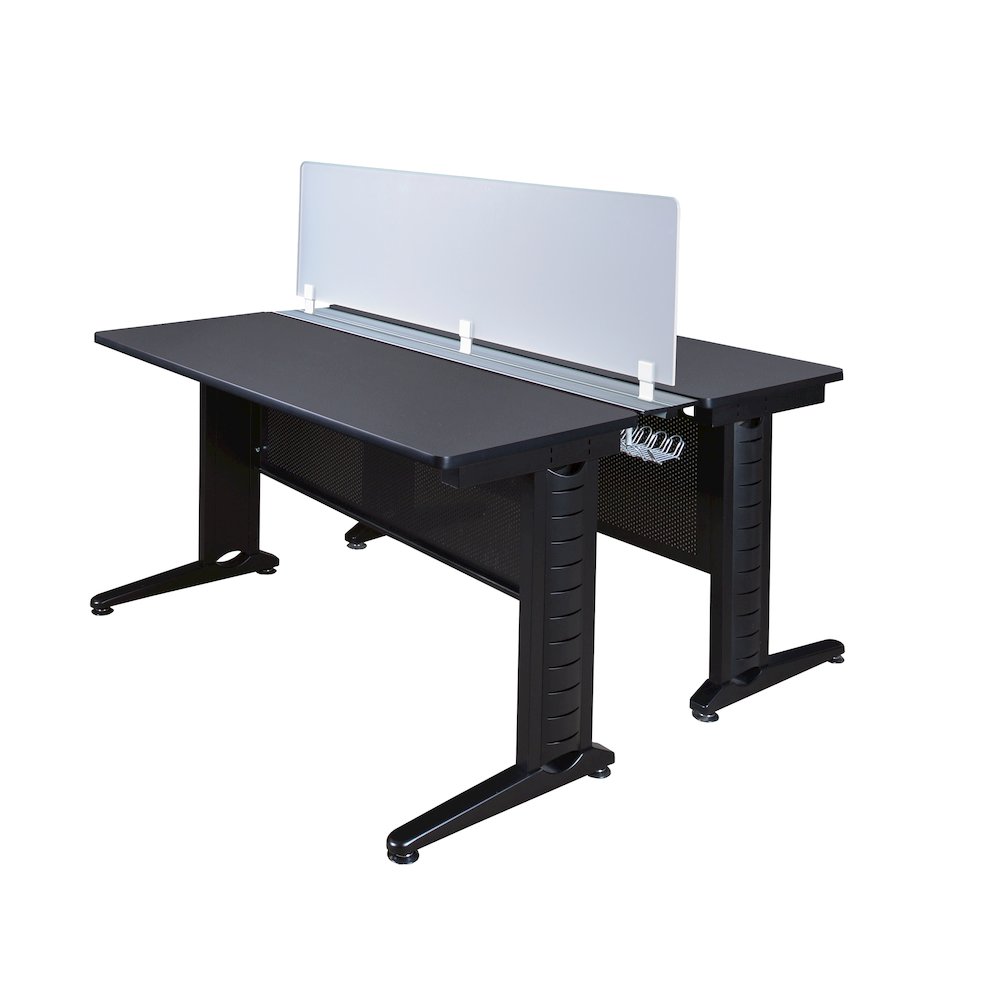 48 x 24 in. 2 Person Bench Workstation with Privacy Panel- Grey