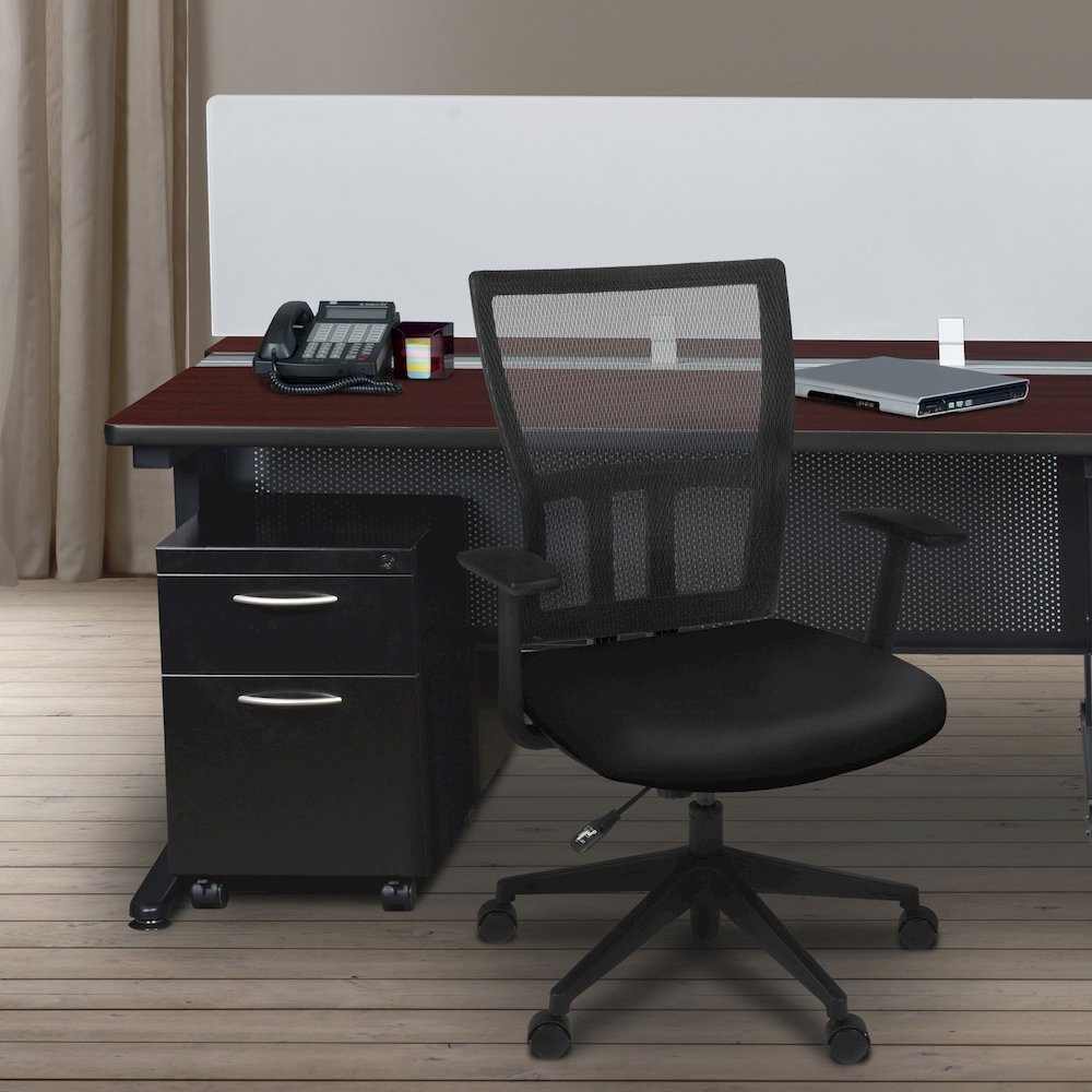 48 x 24 in. 2 Person Bench Workstation with Privacy Panel- Mahogany