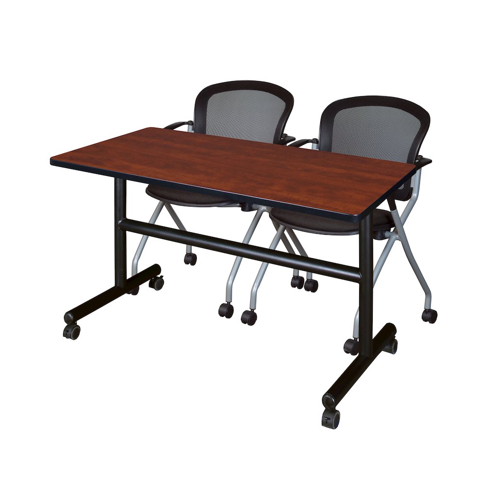 48 x 24 in. Flip-Top Training Nesting Table- Cherry, 2 Cadence Nesting Chairs