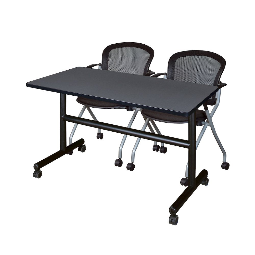 48 x 24 in. Flip-Top Training Nesting Table- Grey, 2 Cadence Nesting Chairs