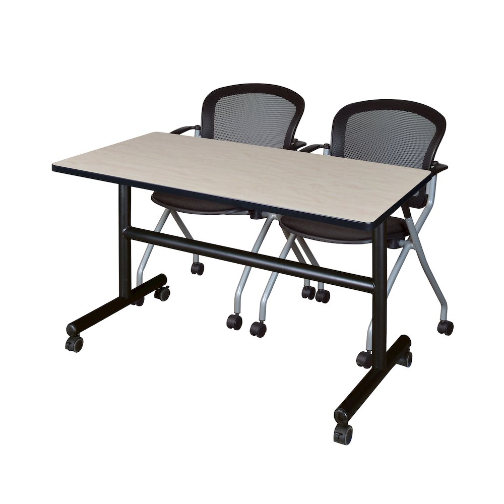 48 x 24 in. Flip-Top Training Nesting Table- Maple, 2 Cadence Nesting Chairs