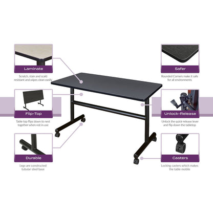 48 x 30 in. Flip-Top Training Nesting Table- Grey