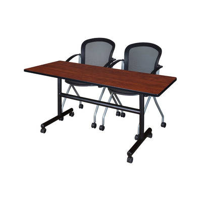 60 x 24 in. Flip-Top Training Nesting Table- Cherry, 2 Cadence Nesting Chairs