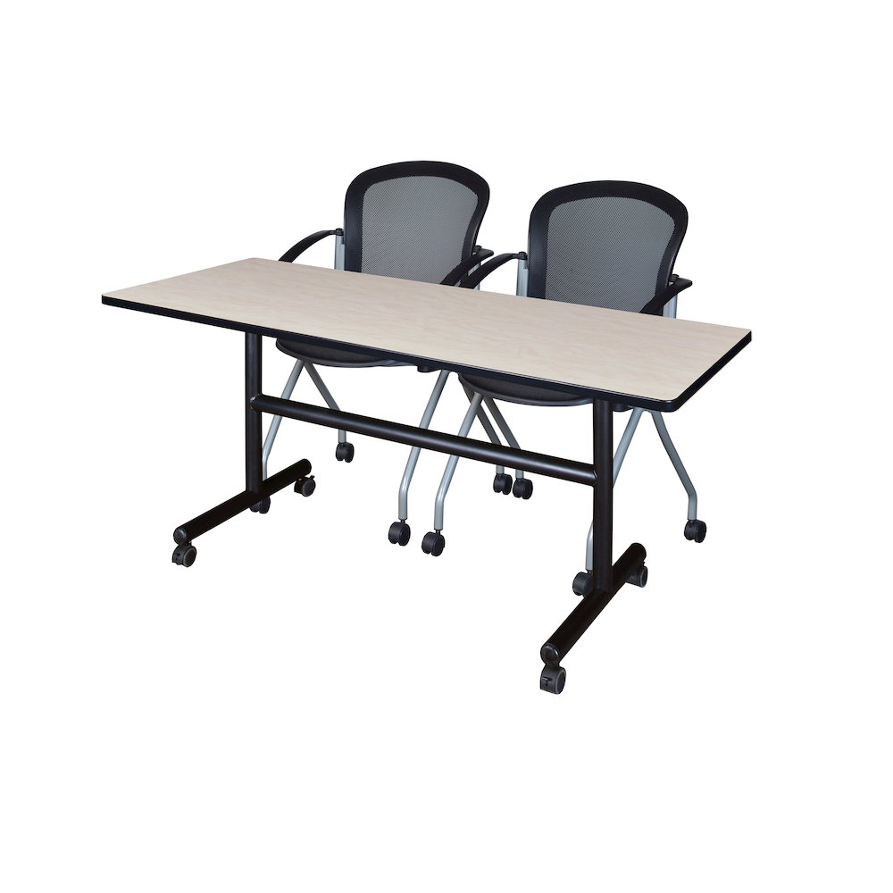 60 x 24 in. Flip-Top Training Nesting Table- Maple, 2 Cadence Nesting Chairs