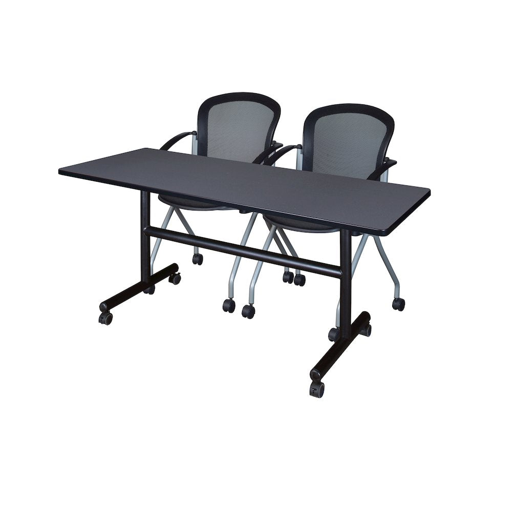 60 x 30 in. Flip-Top Training Nesting Table- Grey, 2 Cadence Nesting Chairs
