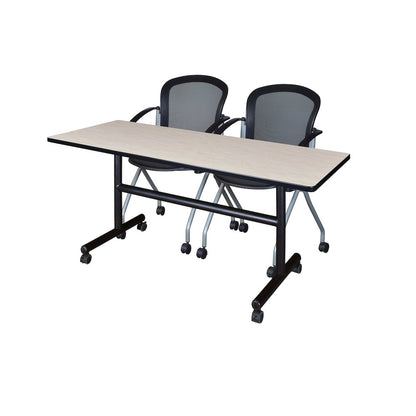 60 x 30 in. Flip-Top Training Nesting Table- Maple, 2 Cadence Nesting Chairs