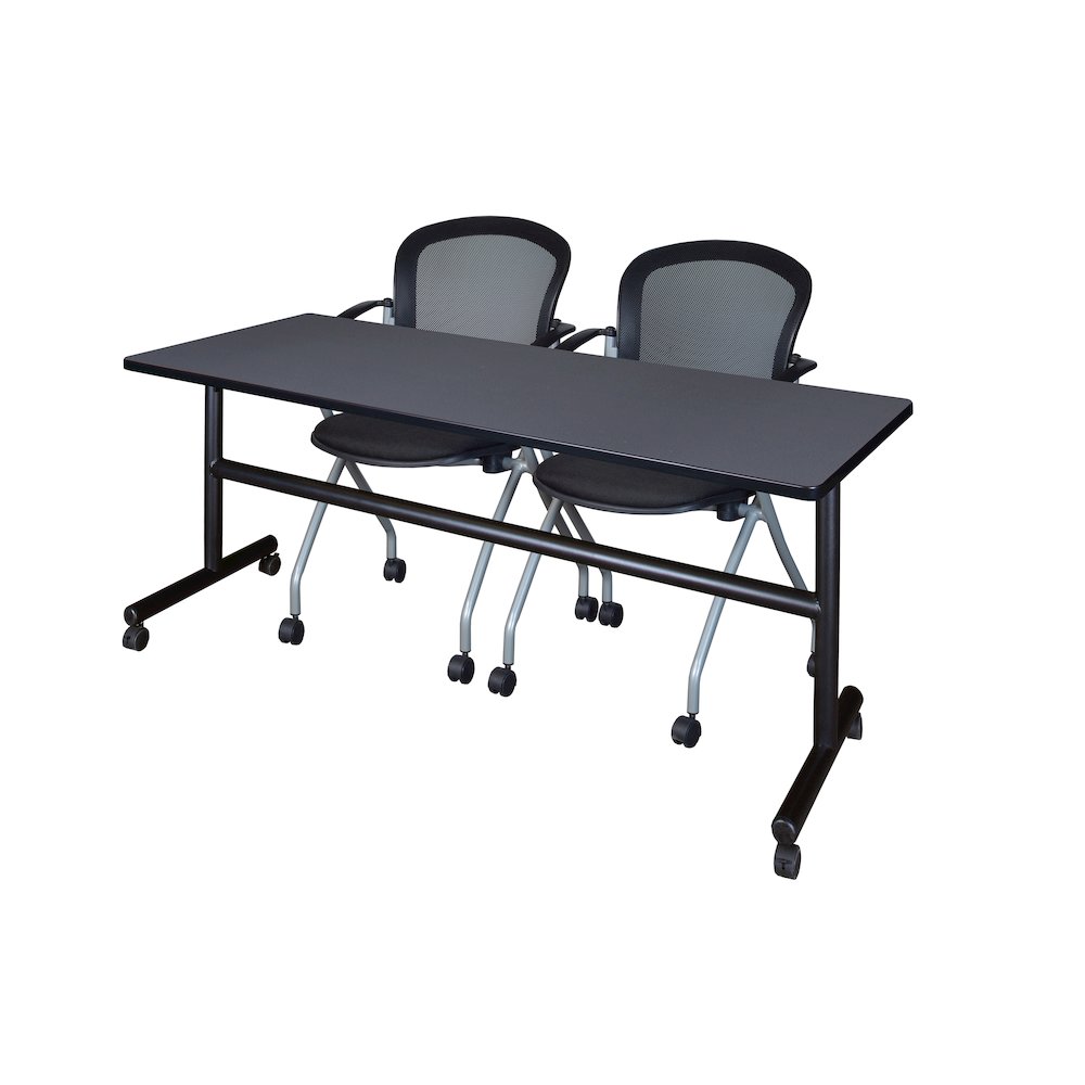 72 x 24 in. Flip-Top Training Nesting Table- Grey, 2 Cadence Nesting Chairs