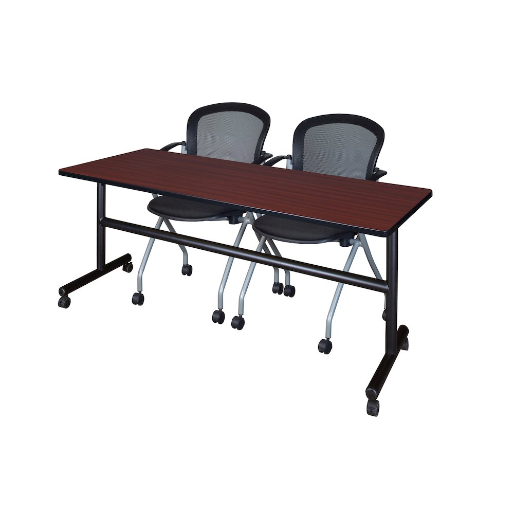 72 x 24 in. Flip-Top Training Nesting Table- Mahogany, 2 Cadence Nesting Chairs