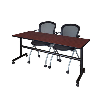 72 x 24 in. Flip-Top Training Nesting Table- Mahogany, 2 Cadence Nesting Chairs