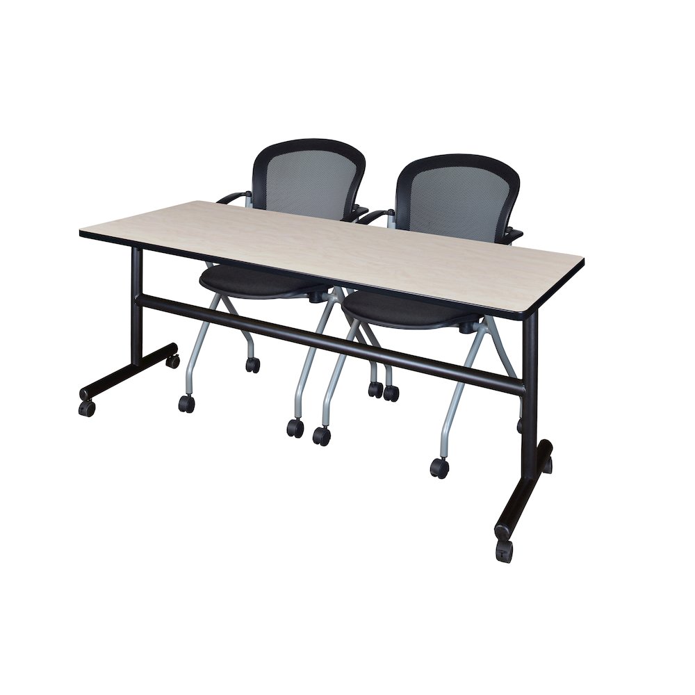 72 x 24 in. Flip-Top Training Nesting Table- Maple, 2 Cadence Nesting Chairs