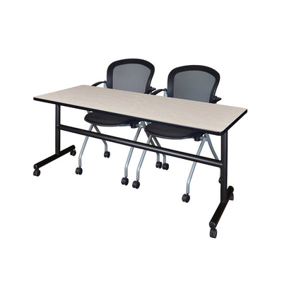 72 x 24 in. Flip-Top Training Nesting Table- Maple, 2 Cadence Nesting Chairs