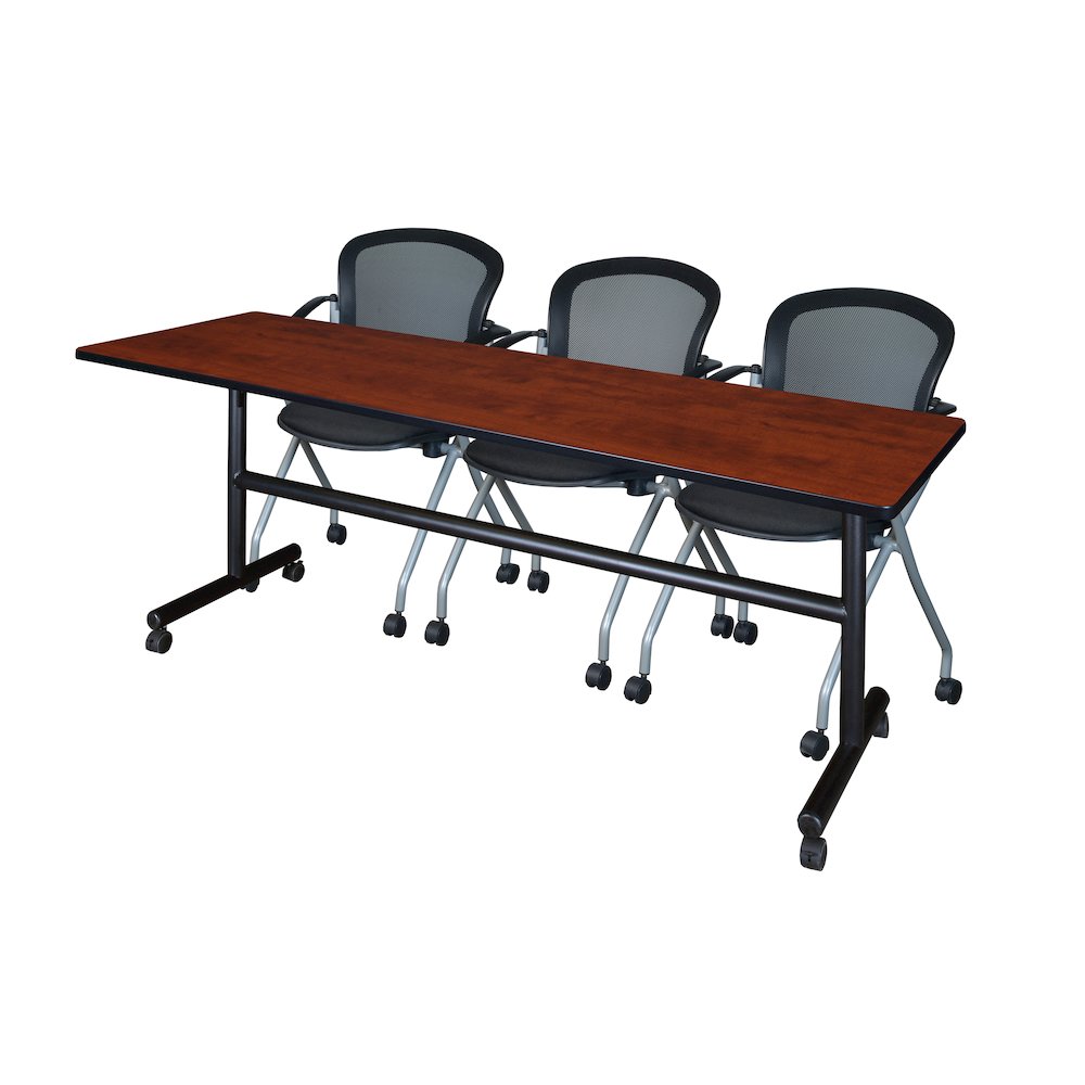 84 x 24 in. Flip-Top Training Nesting Table- Cherry, 2 Cadence Nesting Chairs