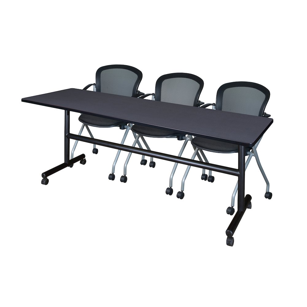 84 x 24 in. Flip-Top Training Nesting Table- Grey, 2 Cadence Nesting Chairs