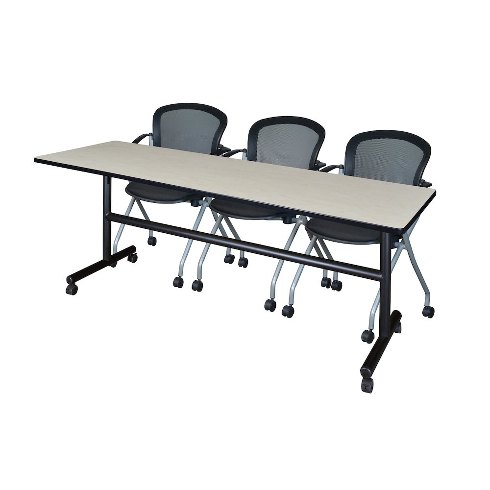 84 x 24 in. Flip-Top Training Nesting Table- Maple, 2 Cadence Nesting Chairs