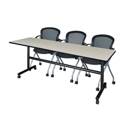 84 x 24 in. Flip-Top Training Nesting Table- Maple, 2 Cadence Nesting Chairs