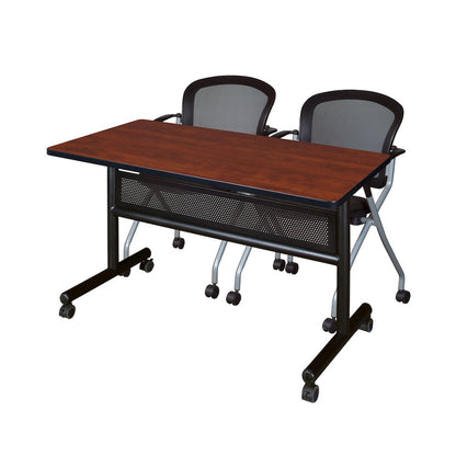 48 x 24 in. Flip-Top Privacy Nesting Table- Cherry, 2 Cadence Nesting Chairs