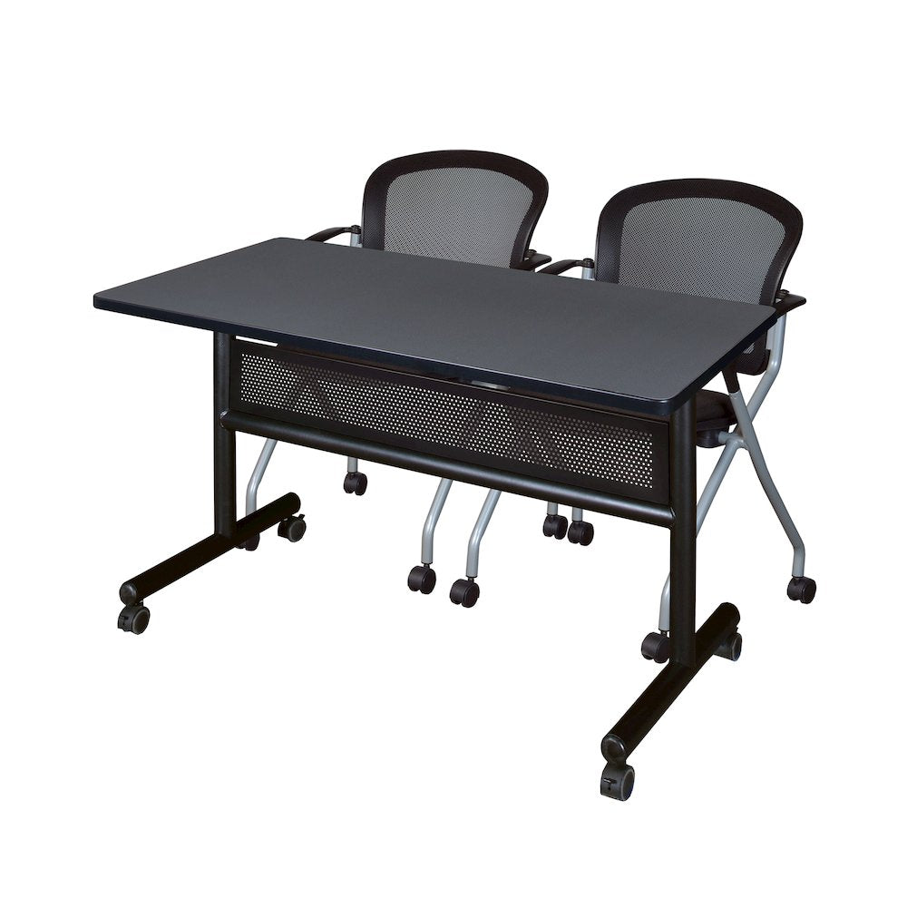 48 x 24 in. Flip-Top Privacy Nesting Table- Grey, 2 Cadence Nesting Chairs