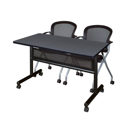 48 x 24 in. Flip-Top Privacy Nesting Table- Grey, 2 Cadence Nesting Chairs