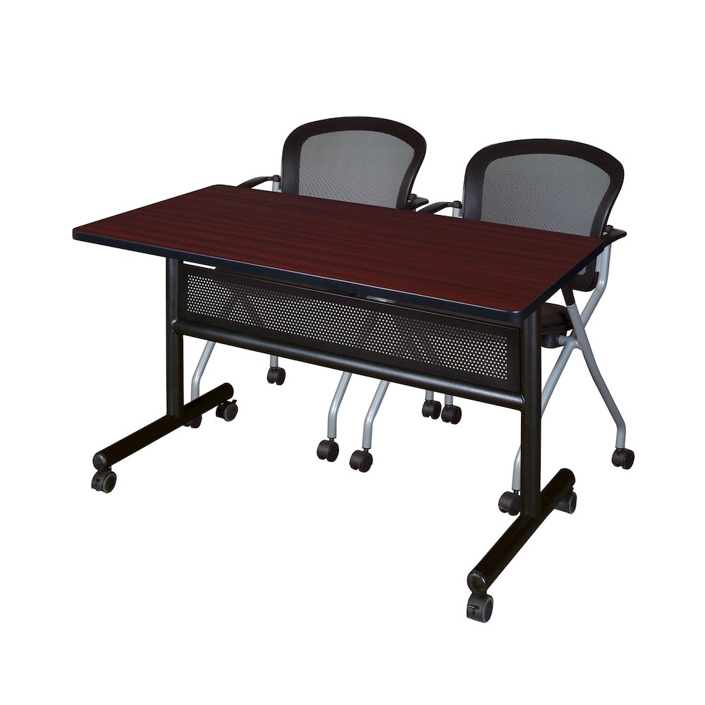 48 x 24 in. Flip-Top Privacy Nesting Table- Mahogany, 2 Cadence Nesting Chairs