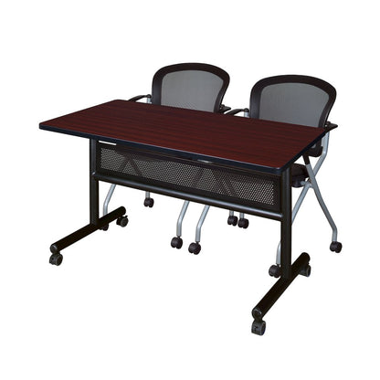 48 x 24 in. Flip-Top Privacy Nesting Table- Mahogany, 2 Cadence Nesting Chairs