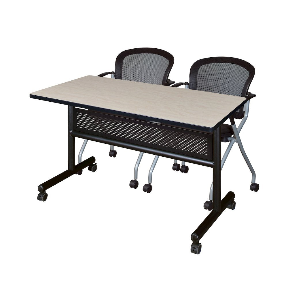 48 x 24 in. Flip-Top Privacy Nesting Table- Maple, 2 Cadence Nesting Chairs