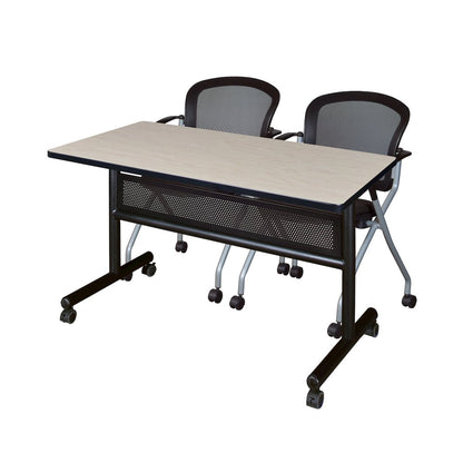 48 x 24 in. Flip-Top Privacy Nesting Table- Maple, 2 Cadence Nesting Chairs