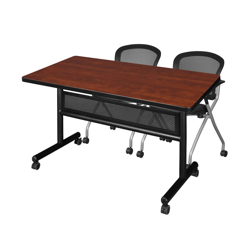 48 x 30 in. Flip-Top Privacy Nesting Table- Cherry, 2 Cadence Nesting Chairs