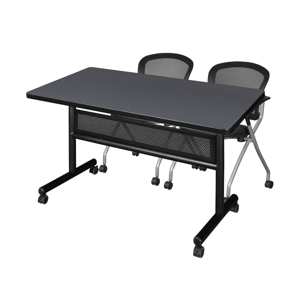 48 x 30 in. Flip-Top Privacy Nesting Table- Grey, 2 Cadence Nesting Chairs