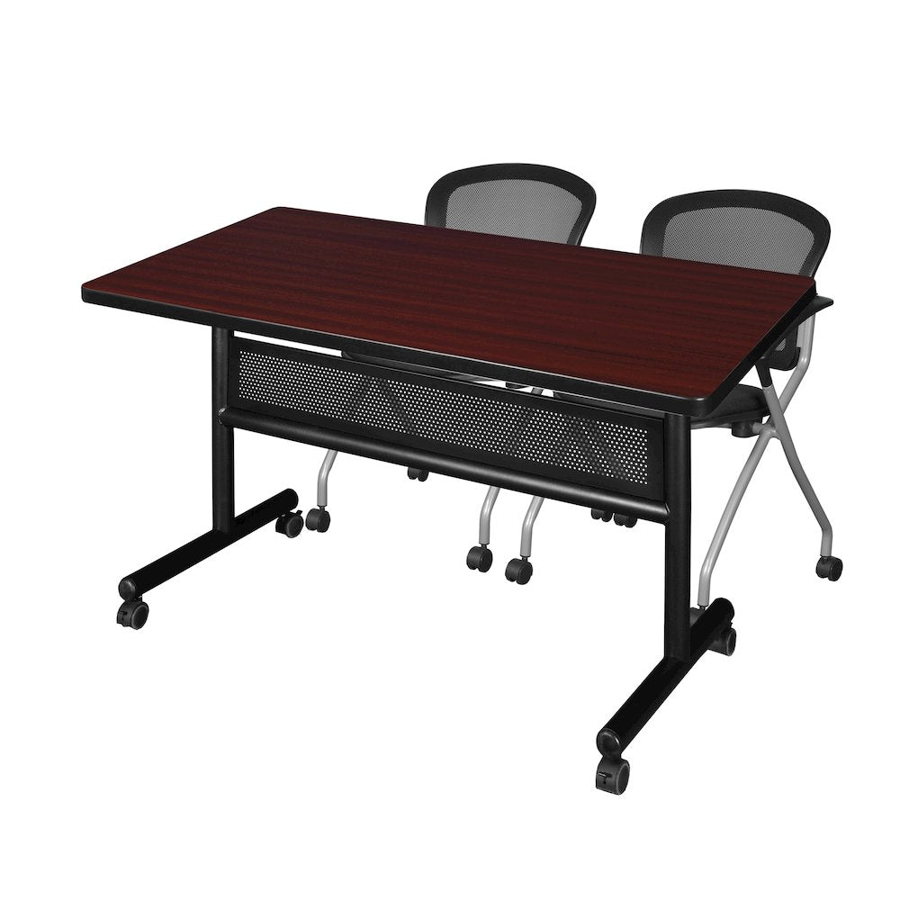 48 x 30 in. Flip-Top Privacy Nesting Table- Mahogany, 2 Cadence Nesting Chairs