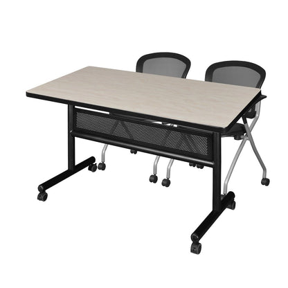 48 x 30 in. Flip-Top Privacy Nesting Table- Maple, 2 Cadence Nesting Chairs