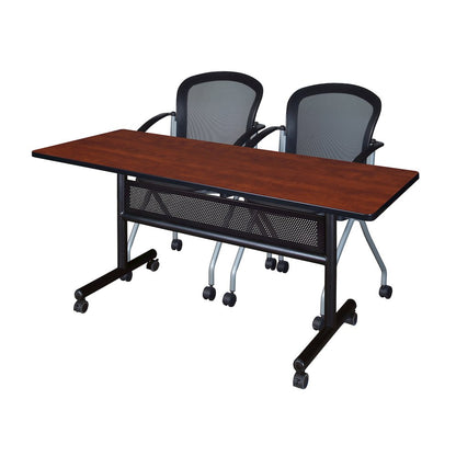 60 x 24 in. Flip-Top Privacy Nesting Table- Cherry, 2 Cadence Nesting Chairs
