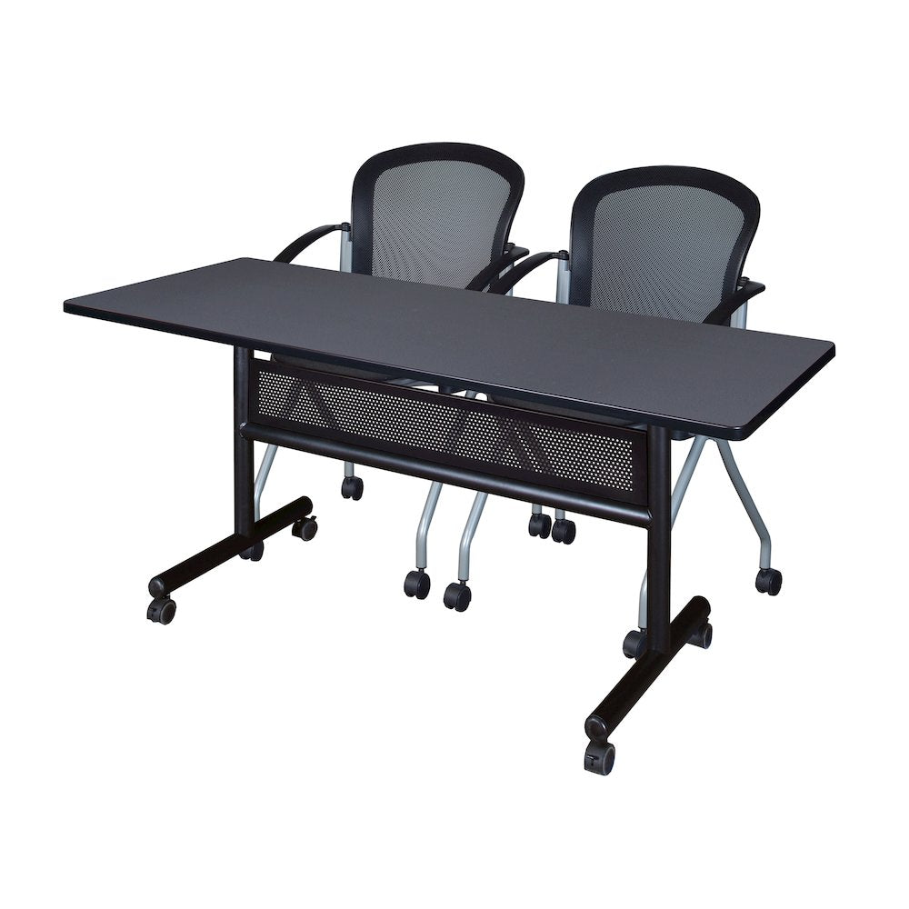60 x 24 in. Flip-Top Privacy Nesting Table- Grey, 2 Cadence Nesting Chairs