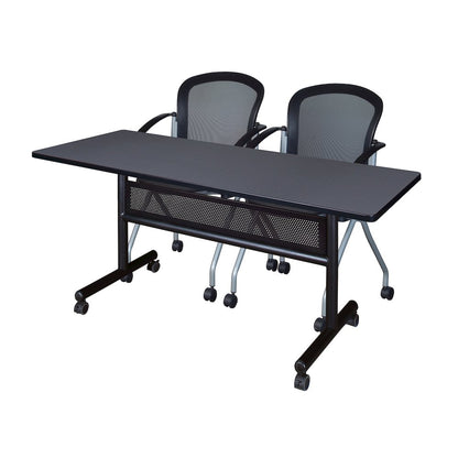 60 x 24 in. Flip-Top Privacy Nesting Table- Grey, 2 Cadence Nesting Chairs