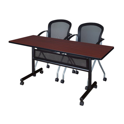 60 x 24 in. Flip-Top Privacy Nesting Table- Mahogany, 2 Cadence Nesting Chairs