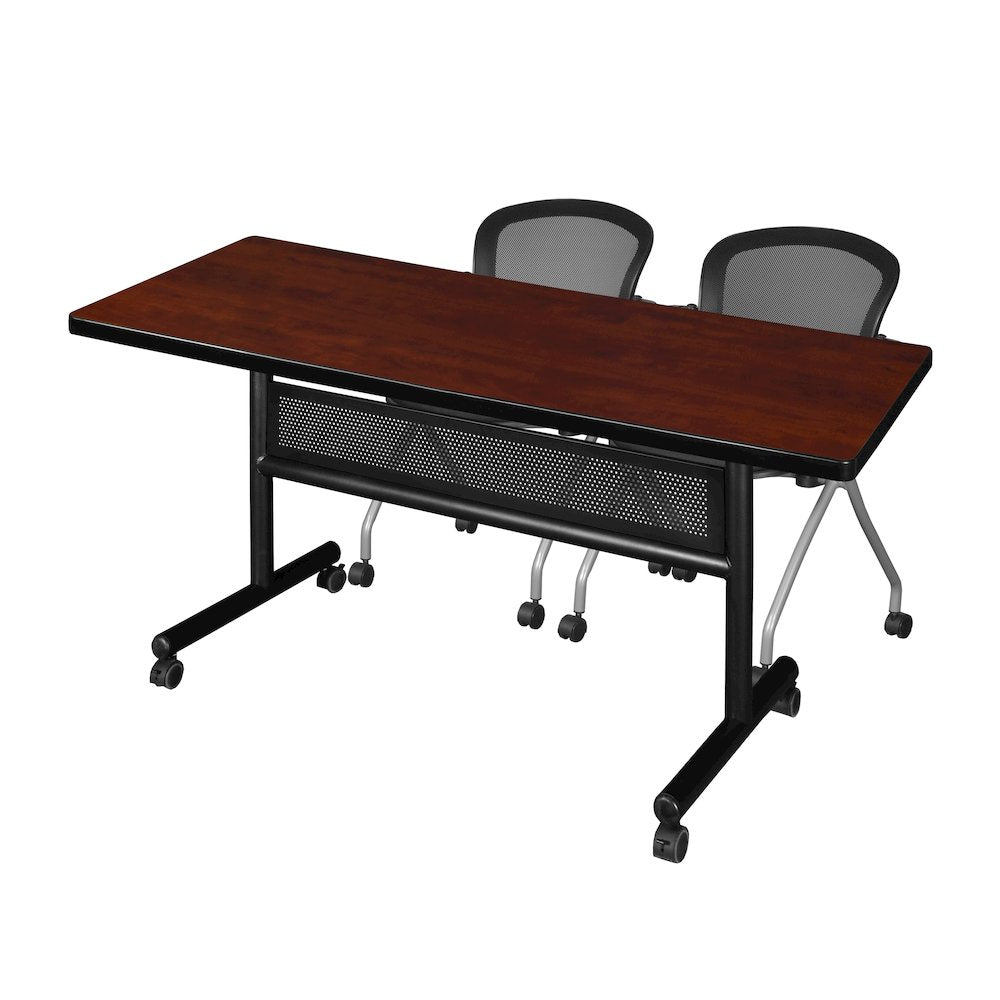 60 x 30 in. Flip-Top Privacy Nesting Table- Cherry, 2 Cadence Nesting Chairs