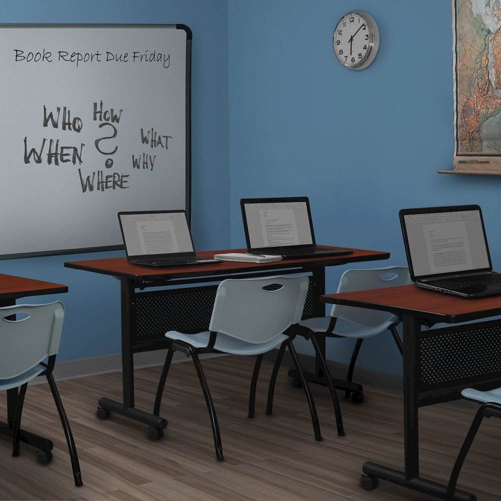 60 x 30 in. Flip-Top Training Nesting Table with Modesty Panel- Cherry