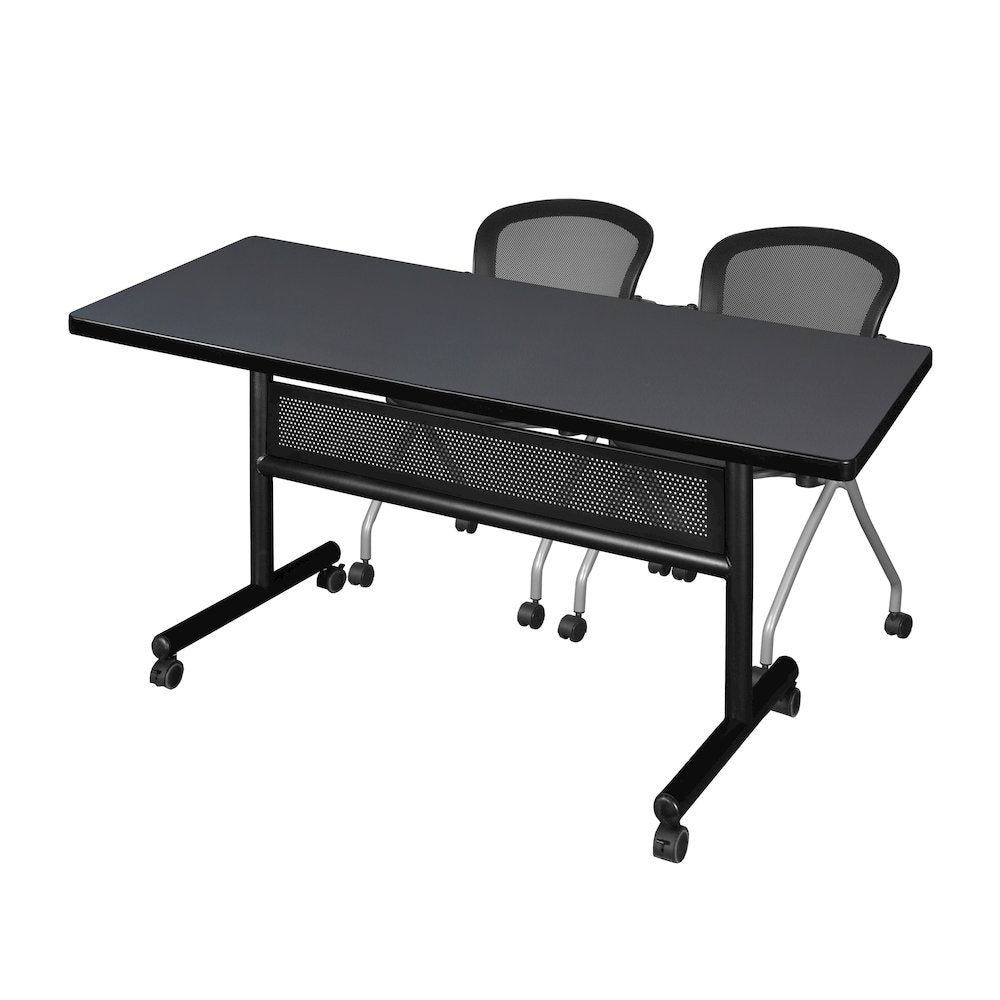 60 x 30 in. Flip-Top Privacy Nesting Table- Grey, 2 Cadence Nesting Chairs